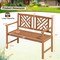 Outdoor 2-Person Patio Bench Brown Acacia Wood Sturdy Heavy Duty Seat